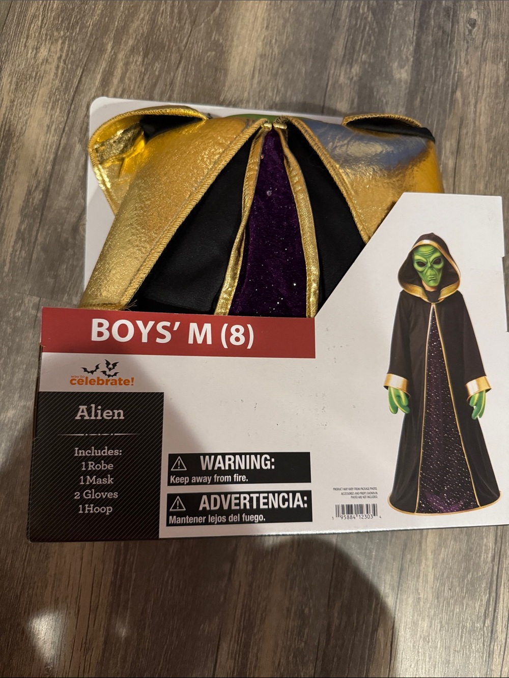 Alien Halloween Costume - Black, Gold & Purple (Size Medium 8)